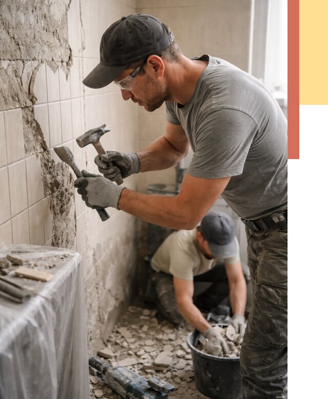 Демонтаж плитки со стен в Орле от 861 руб. — быстро и недорого | ОТДЕЛОЧНИК-Орл