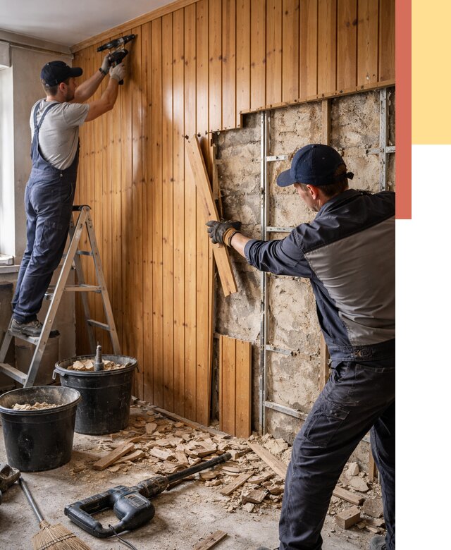 Демонтаж вагонки со стен в Орле от 1468 руб. — снятие, удаление, срочно | ОТДЕЛОЧНИК-Орл