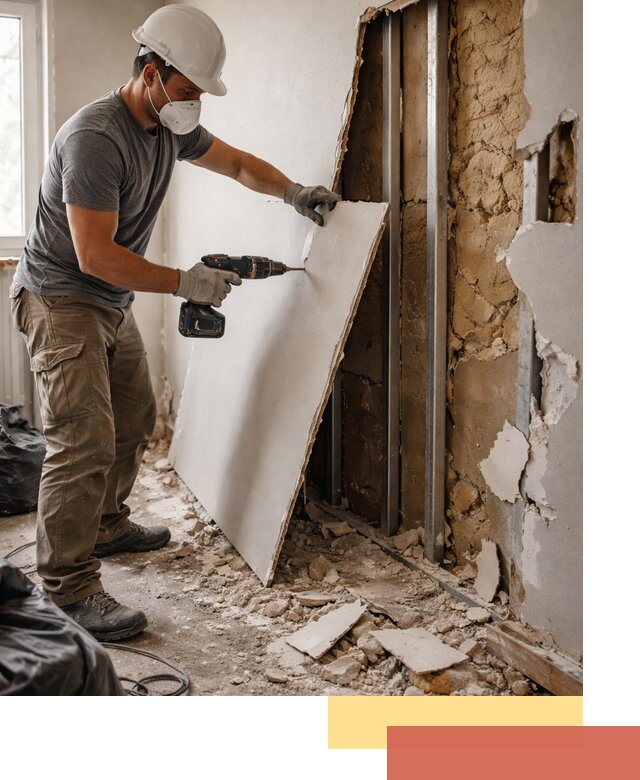 Демонтаж гипсокартона со стен в Орле качественно и быстро