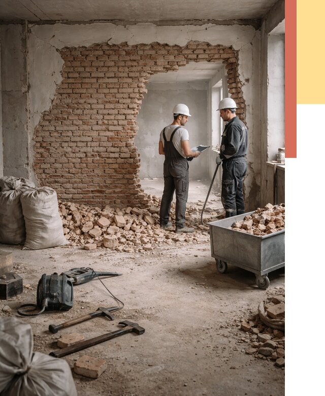 Демонтаж кирпичных стен в Орле от 4252 руб. — быстро, недорого, под ключ | ОТДЕЛОЧНИК-Орл