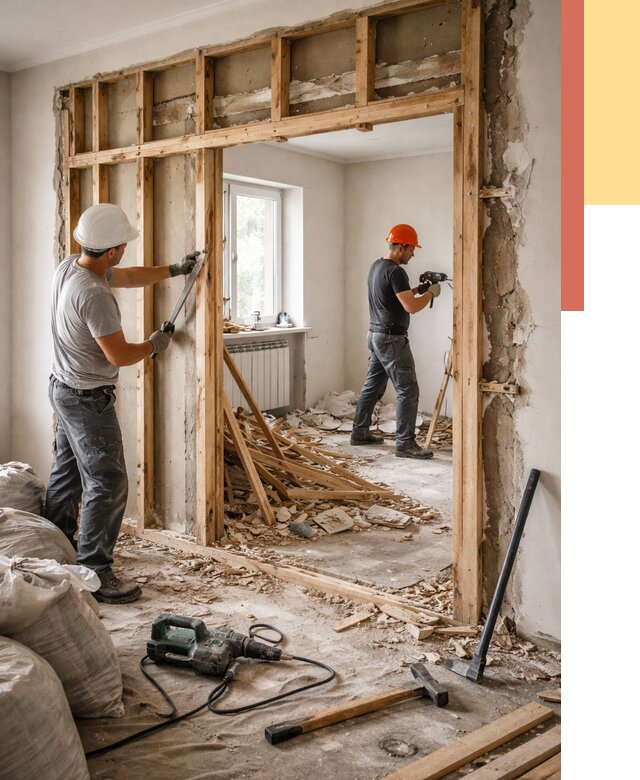 Демонтаж деревянных перегородок в Орле от 3240 руб. — быстро и недорого | ОТДЕЛОЧНИК-Орл