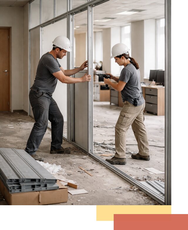 Демонтаж алюминиевых перегородок в Орле быстро и аккуратно