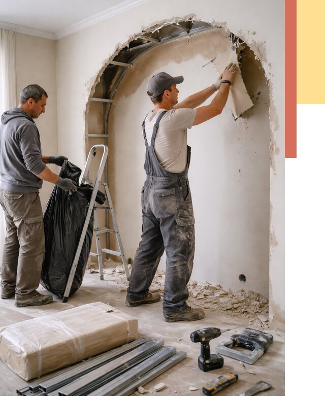 Демонтаж арки из гипсокартона в Орле от 3543 руб. — услуги под ключ | ОТДЕЛОЧНИК-Орл