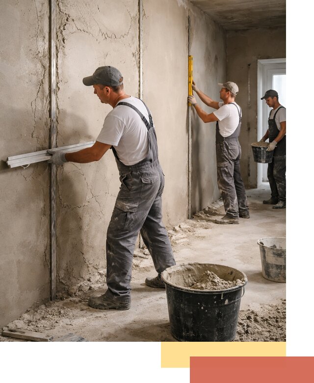 Штукатурка стен по маякам в Орле — точная и ровная поверхность