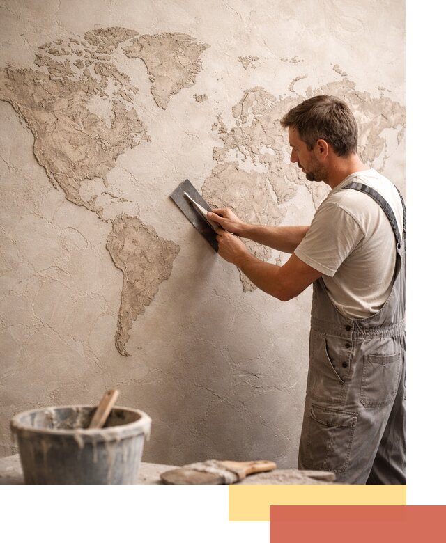 Декоративная штукатурка «Карта мира» под ключ в Орле