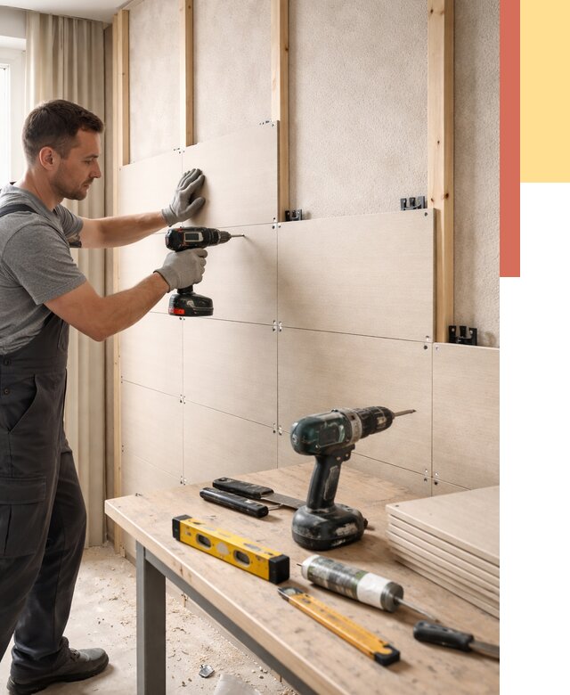 Монтаж МДФ панелей на стены в Орле от 1266 руб. под ключ | ОТДЕЛОЧНИК-Орл