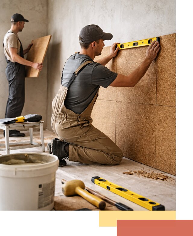 Монтаж пробковых панелей на стены в Орле быстро и качественно