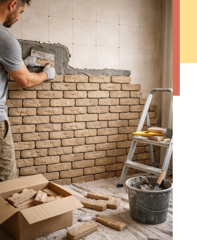 Монтаж декоративного кирпича в Орле от 3240 руб./м² — быстро и недорого | ОТДЕЛОЧНИК-Орл