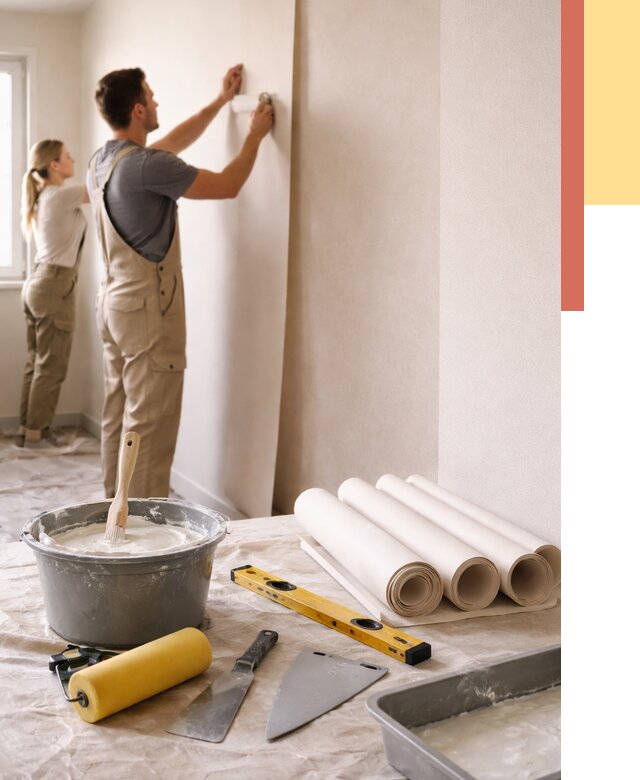 Поклейка бумажных обоев в Орле от 5568 руб./м2 — быстро и недорого | ОТДЕЛОЧНИК-Орл