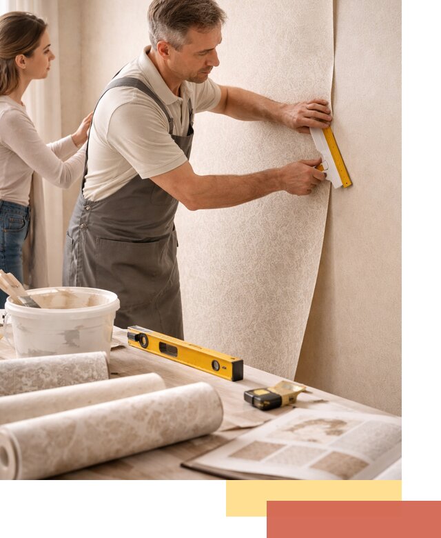 Поклейка обоев с подбором рисунка в Орле