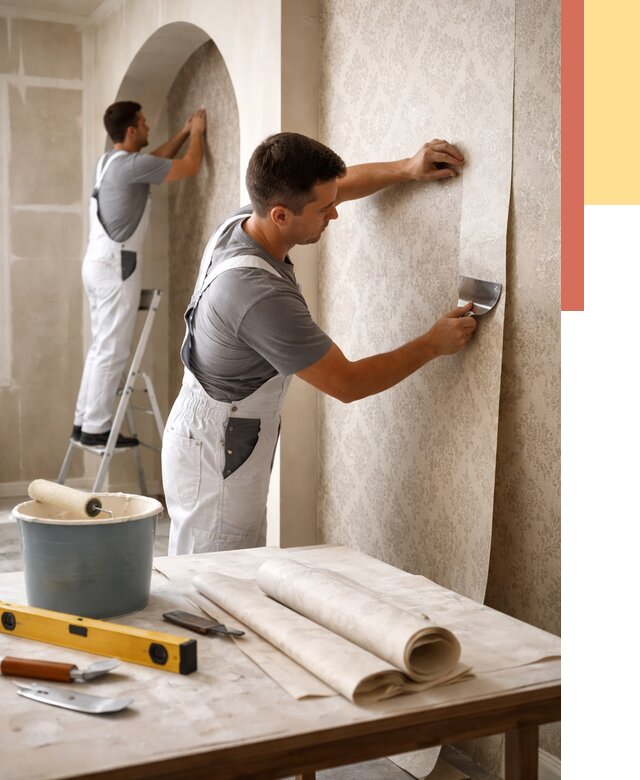 Поклейка обоев на сложные стены в Орле от 2835 руб. под ключ | ОТДЕЛОЧНИК-Орл