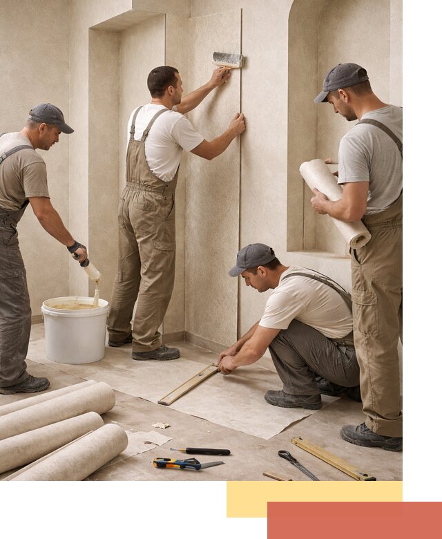 Поклейка обоев на сложные стены и неровные поверхности в Орле