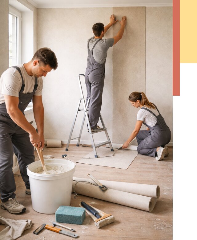 Оклейка стен обоями в Орле от 3543 руб/м2 — быстро и недорого | ОТДЕЛОЧНИК-Орл