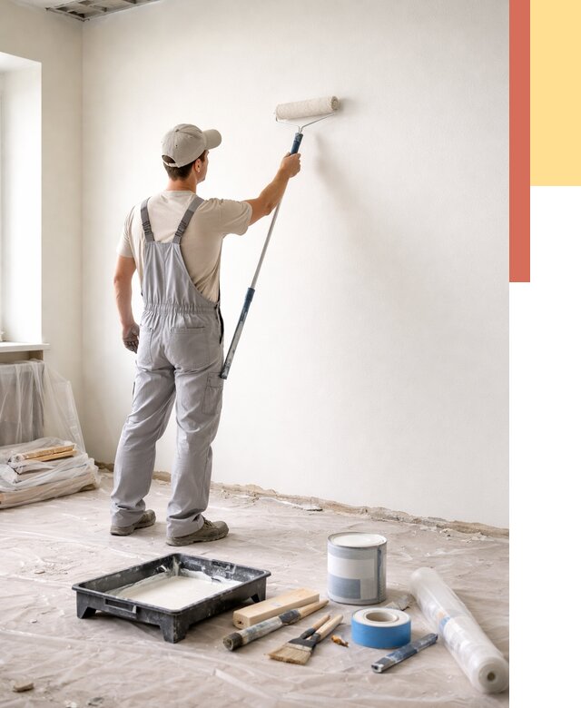 Покраска стен водоэмульсионной краской в Орле от 456 руб. за м² | ОТДЕЛОЧНИК-Орл