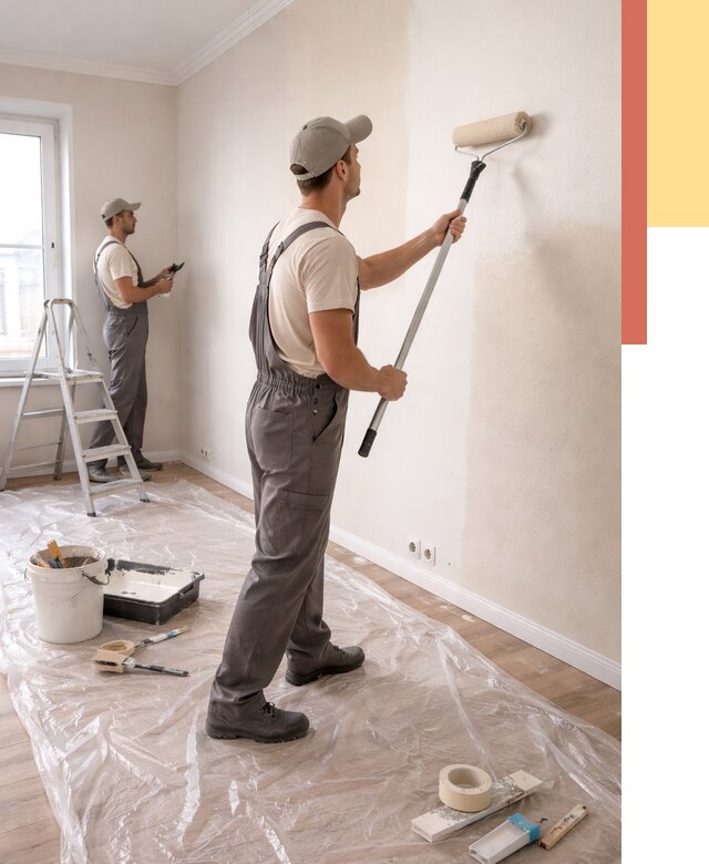 Покраска стен акриловой краской в Орле от 3543 руб./м² — быстро и недорого | ОТДЕЛОЧНИК-Орл