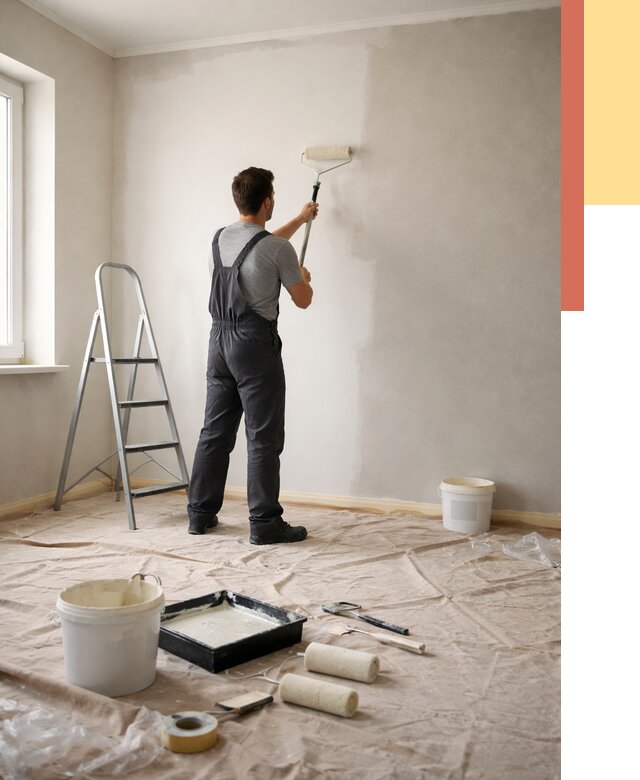 Покраска стен моющейся краской в Орле от 354 руб./м² — быстро и недорого | ОТДЕЛОЧНИК-Орл