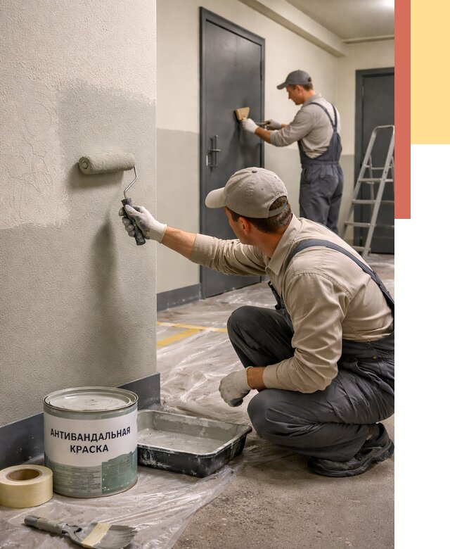 Покраска стен антивандальной краской в Орле от 4556 руб./м² под ключ | ОТДЕЛОЧНИК-Орл