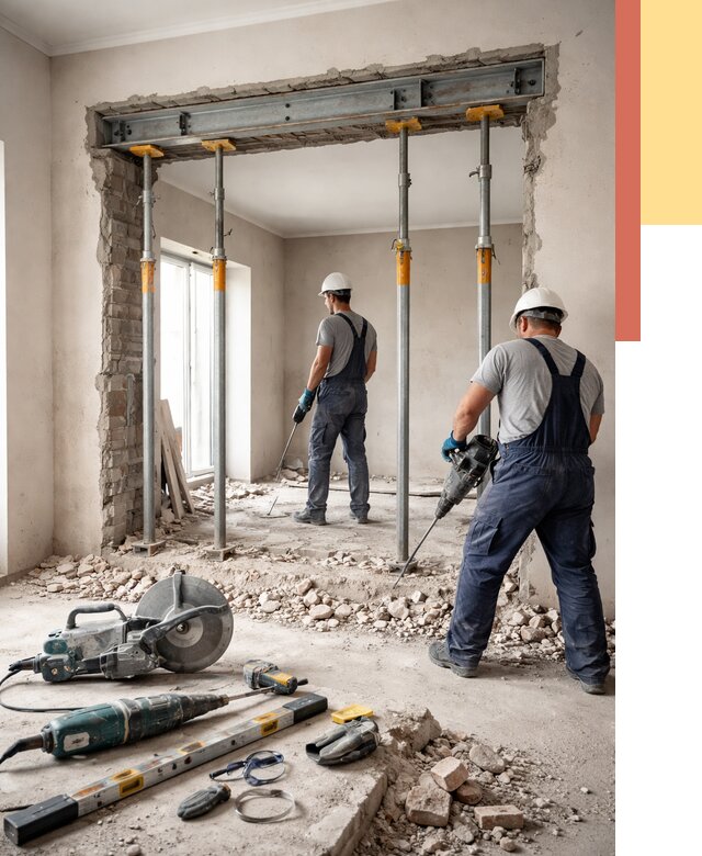 Прорезка проема в стене в Орле от 4556 руб. — быстро и недорого | ОТДЕЛОЧНИК-Орл