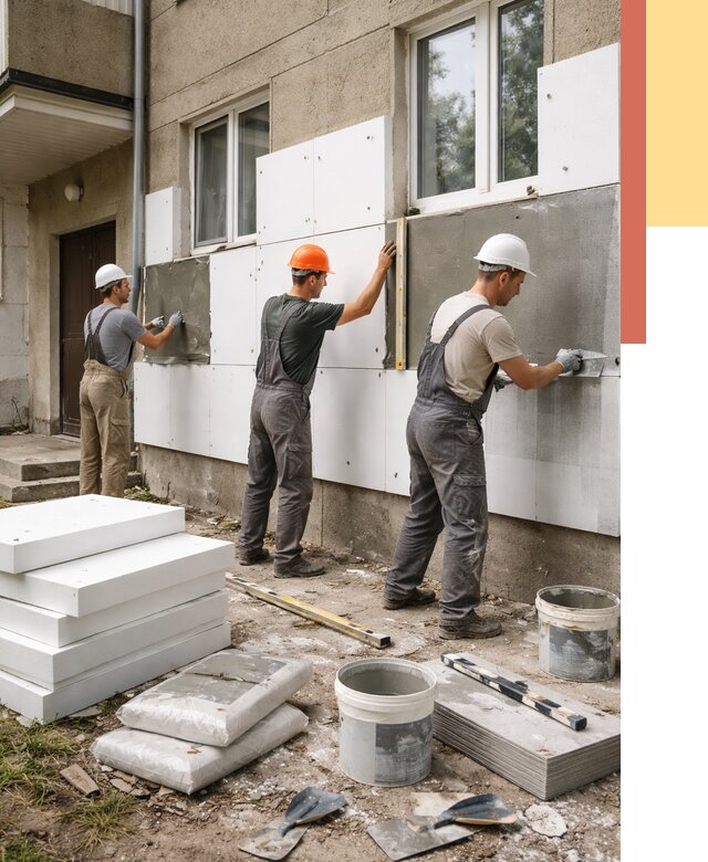 Утепление стен пенопластом в Орле от 1772 руб. — недорого и под ключ | ОТДЕЛОЧНИК-Орл