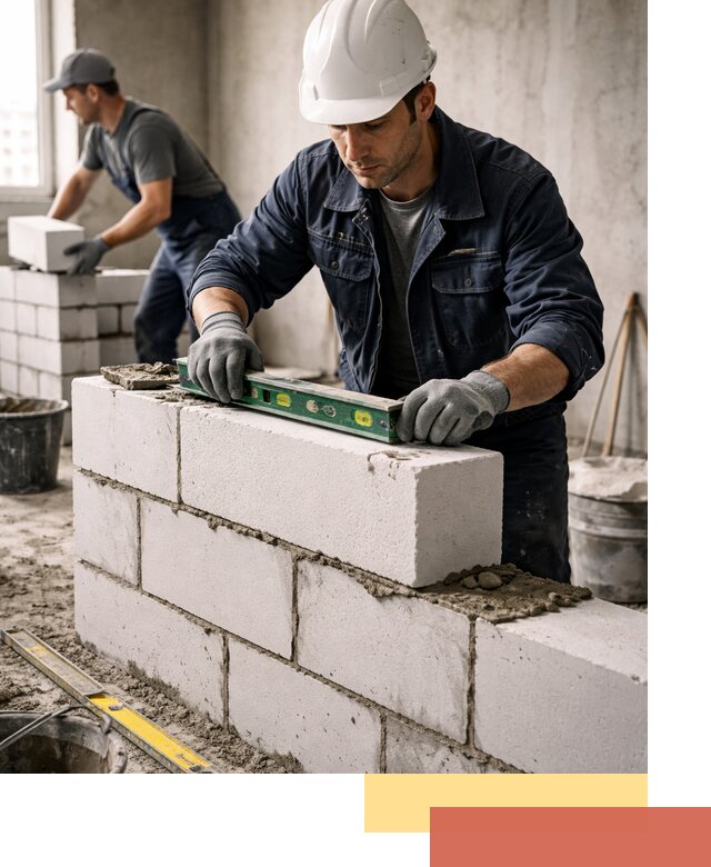 Кладка перегородок из пеноблока под ключ в Орле