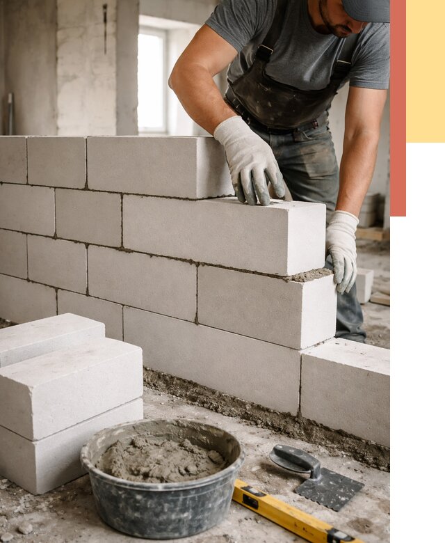 Кладка перегородок из силикатного блока в Орле от 4050 руб. под ключ | ОТДЕЛОЧНИК-Орл