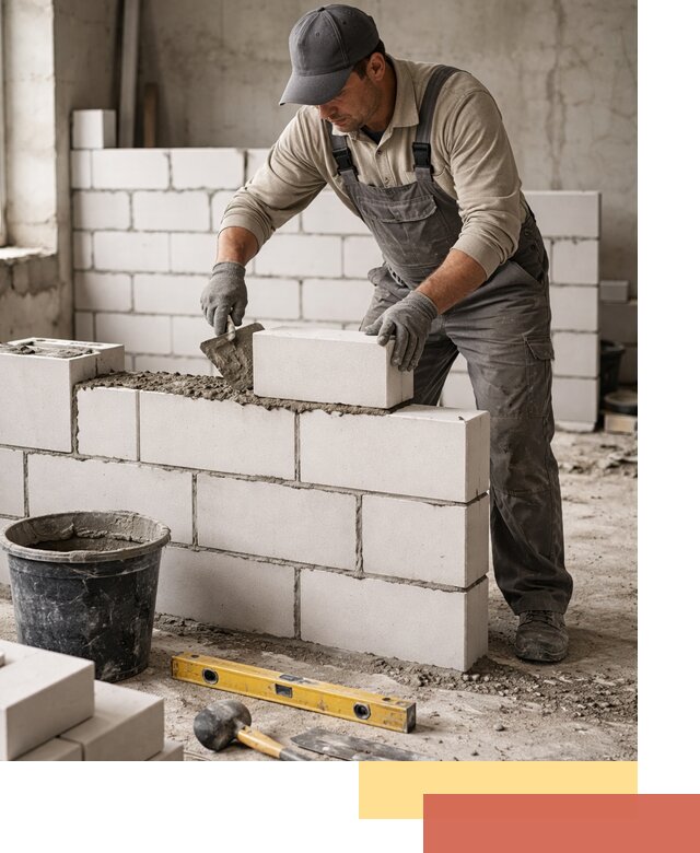 Кладка перегородок из силикатного блока в Орле