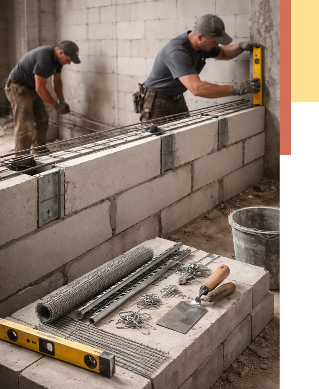 Армирование кладки перегородок в Орле от 759 руб. под ключ | ОТДЕЛОЧНИК-Орл