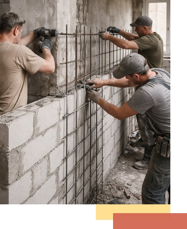 Армирование кладки перегородок в Орле профессионально и надёжно