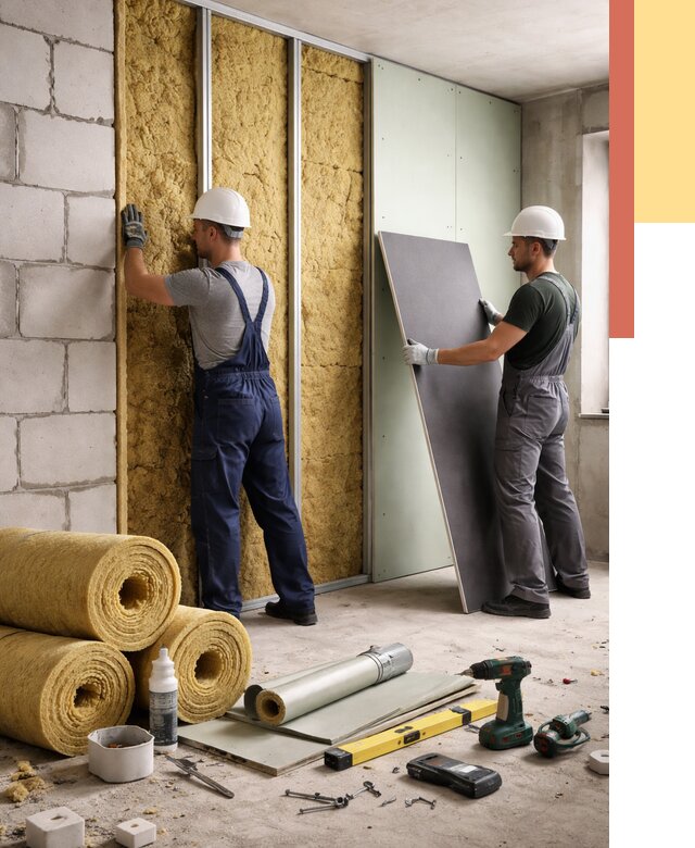 Шумоизоляция перегородок из блоков в Орле от 1873 руб./м² — быстро и недорого | ОТДЕЛОЧНИК-Орл