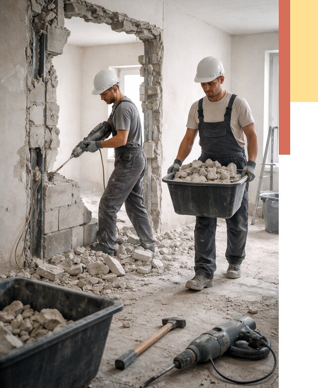 Демонтаж блоковых перегородок в Орле от 3797 руб. — быстро и недорого | ОТДЕЛОЧНИК-Орл