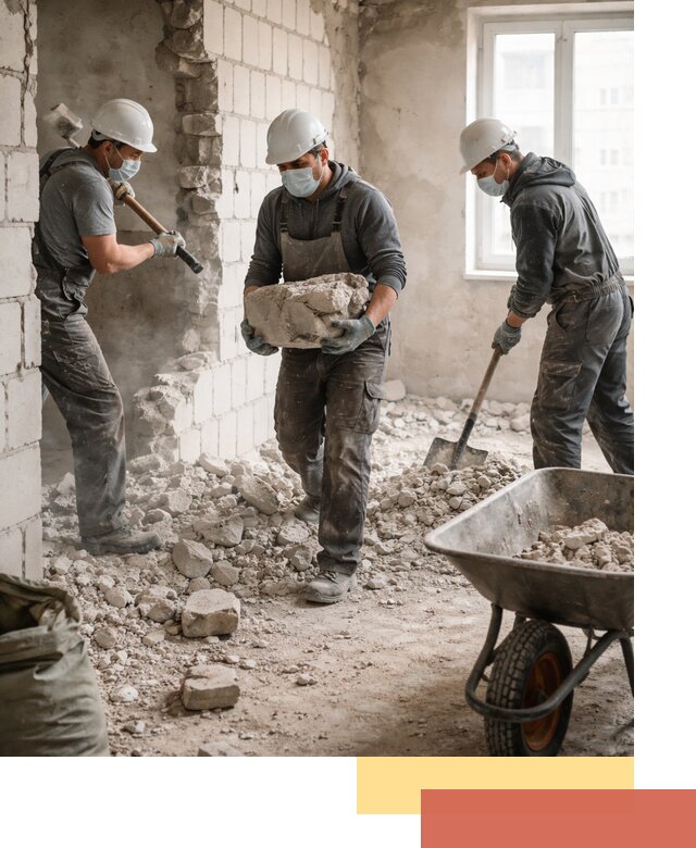 Демонтаж блочных перегородок в Орле быстро и аккуратно