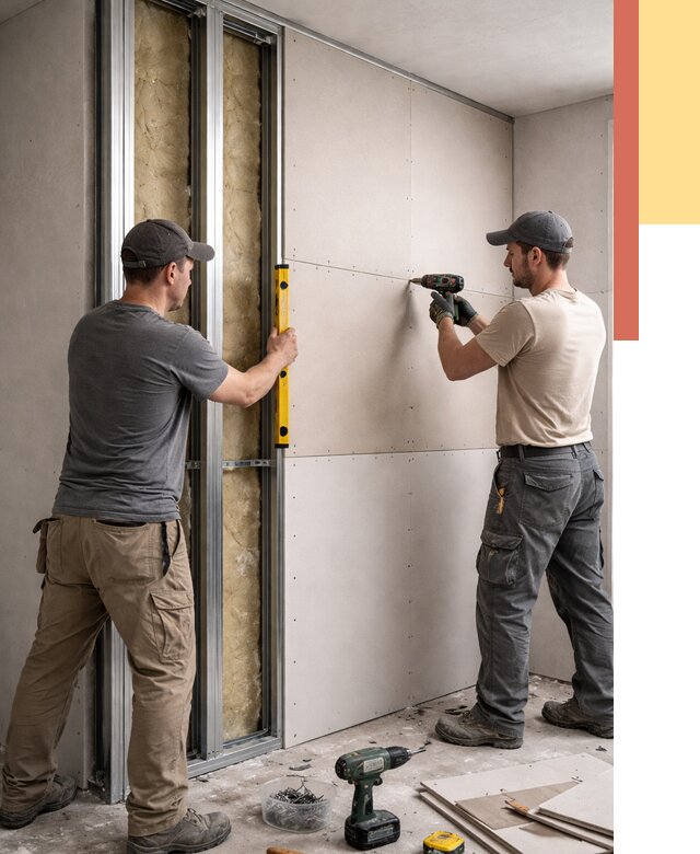 Монтаж двухслойной перегородки из гипсокартона в Орле от 1468 руб. | ОТДЕЛОЧНИК-Орл