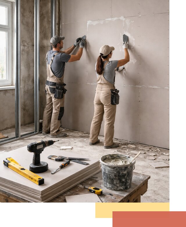 Монтаж двухслойной перегородки из гипсокартона в Орле