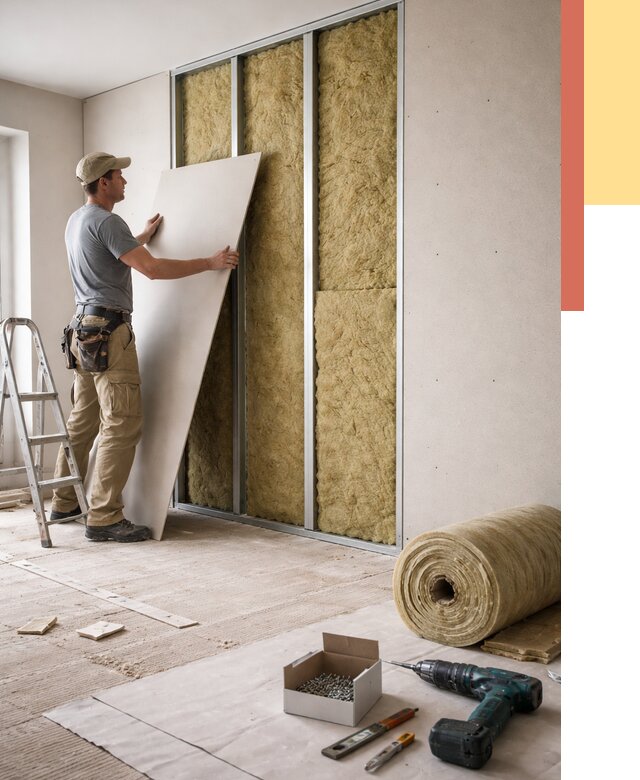 Перегородка из гипсокартона с шумоизоляцией в Орле от 3159 руб. | ОТДЕЛОЧНИК-Орл