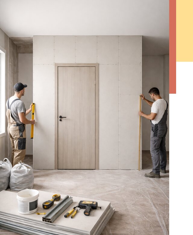 Перегородка из гипсокартона с дверью в Орле от 4556 руб. под ключ | ОТДЕЛОЧНИК-Орл