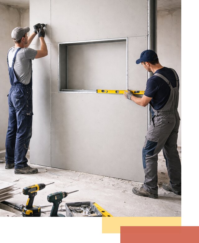 Перегородка из гипсокартона с нишей под декор в Орле