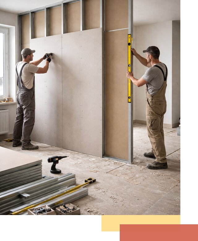 Зонирующая перегородка из гипсокартона под ключ в Орле