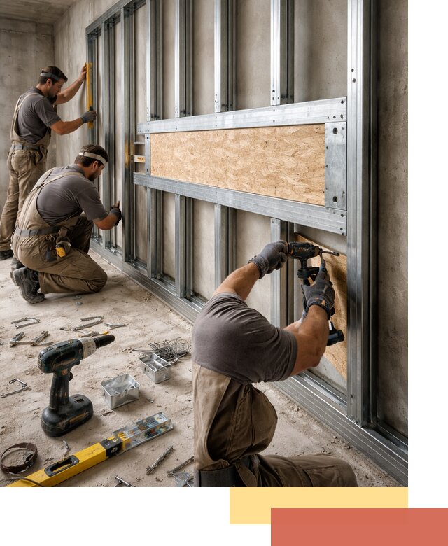 Усиленная перегородка для крепления тяжёлых конструкций в Орле