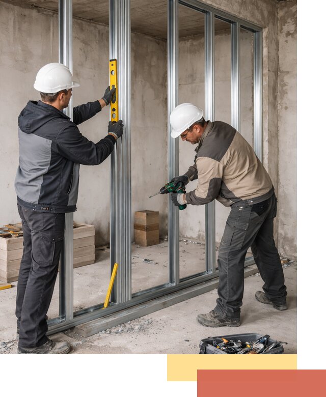 Монтаж каркаса перегородки из профиля в Орле