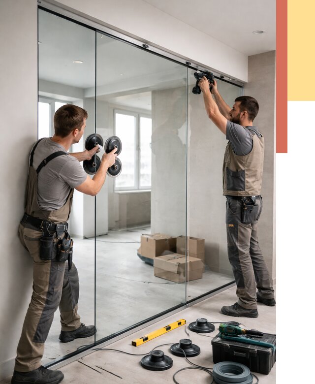 Монтаж стеклянных перегородок в Орле от 6581 руб. | ОТДЕЛОЧНИК-Орл