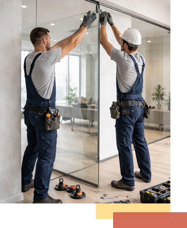 Безрамные стеклянные перегородки под ключ в Орле