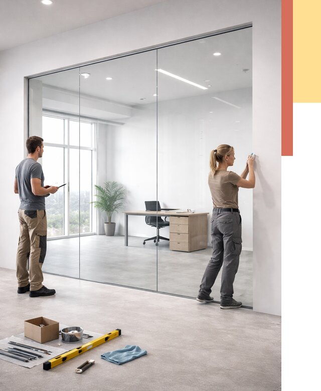 Перегородки из закаленного стекла в Орле от 9618 руб. под ключ | ОТДЕЛОЧНИК-Орл