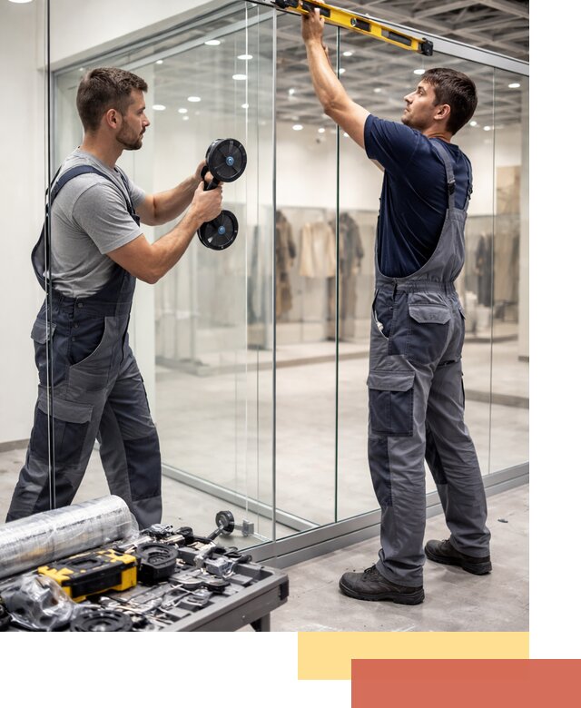 Стеклянные перегородки для магазинов в Орле — монтаж и установка