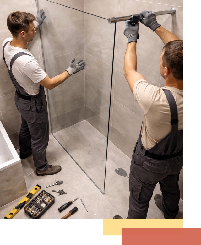 Стеклянные перегородки для душа в Орле — изготовление и монтаж