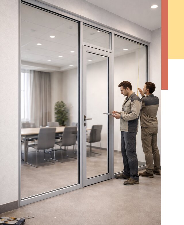 Установка и монтаж алюминиевых перегородок со стеклом в Орле от 8302 руб. | ОТДЕЛОЧНИК-Орл