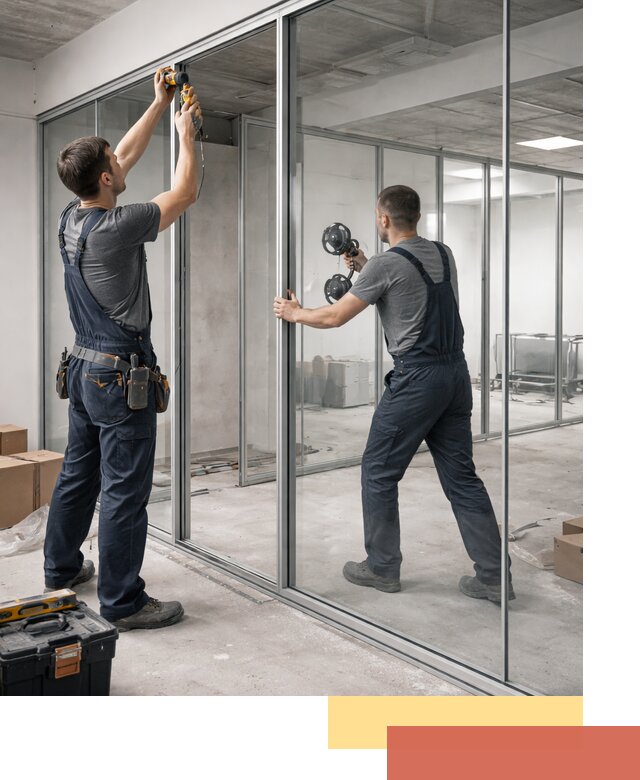 Алюминиевые перегородки со стеклом в Орле — изготовление и монтаж