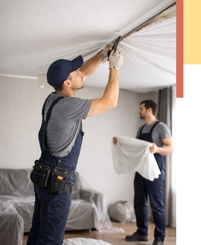 Демонтаж натяжного потолка в Орле от 4556 руб. — снятие и разбор под ключ | ОТДЕЛОЧНИК-Орл