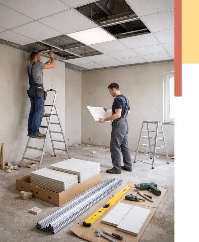 Монтаж потолка армстронг в Орле от 4556 руб/м2 — быстрая установка под ключ | ОТДЕЛОЧНИК-Орл