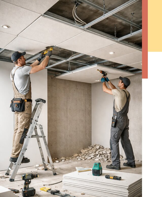 Монтаж акустического потолка в Орле от 6581 руб/м2 — быстро и недорого | ОТДЕЛОЧНИК-Орл