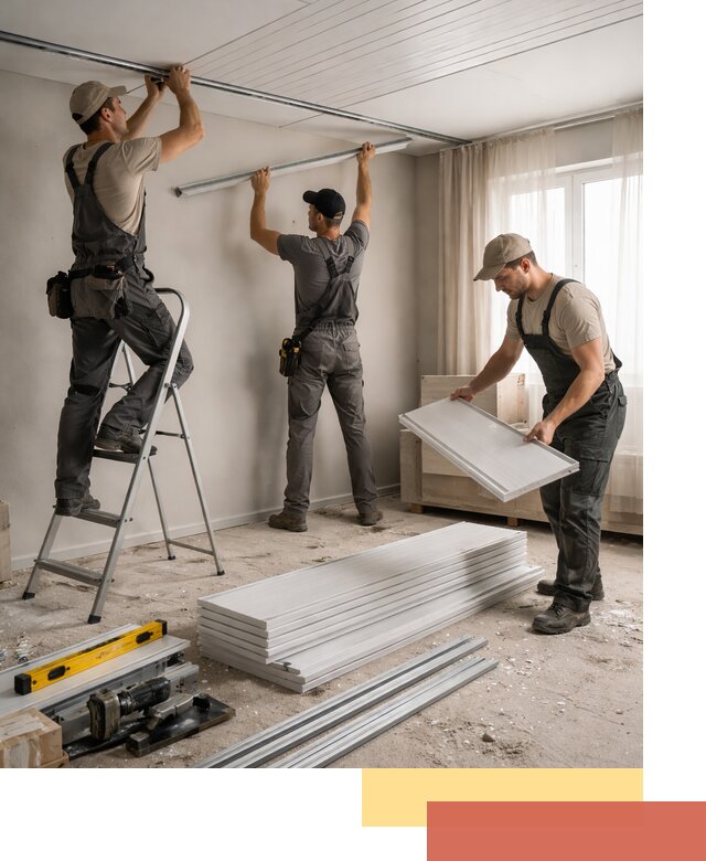 Монтаж потолка из ПВХ панелей в Орле оперативно и качественно